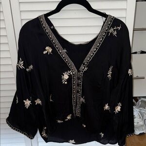 Embroidered Black Women's Top